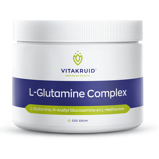 L-glutamine complex van Vitakruid draagt bij aan de aanmaak en reparatie van de darmwand
